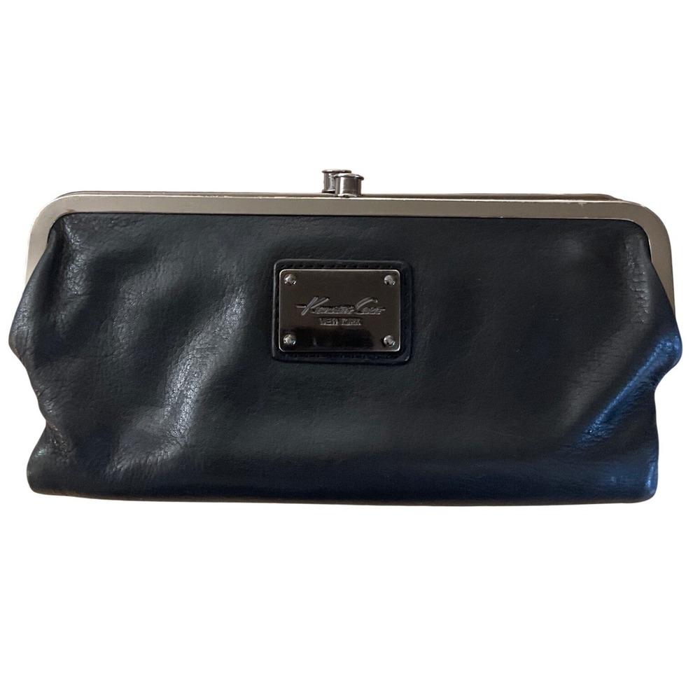 Vintge Y2K Kenneth Cole Leather Wallet Kiss Lock Mob Wife Indie Sleaze Chic